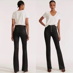 Veronica Beard Beverly Skinny Flare High Rise Jeans Button Fly in Black Size 29
